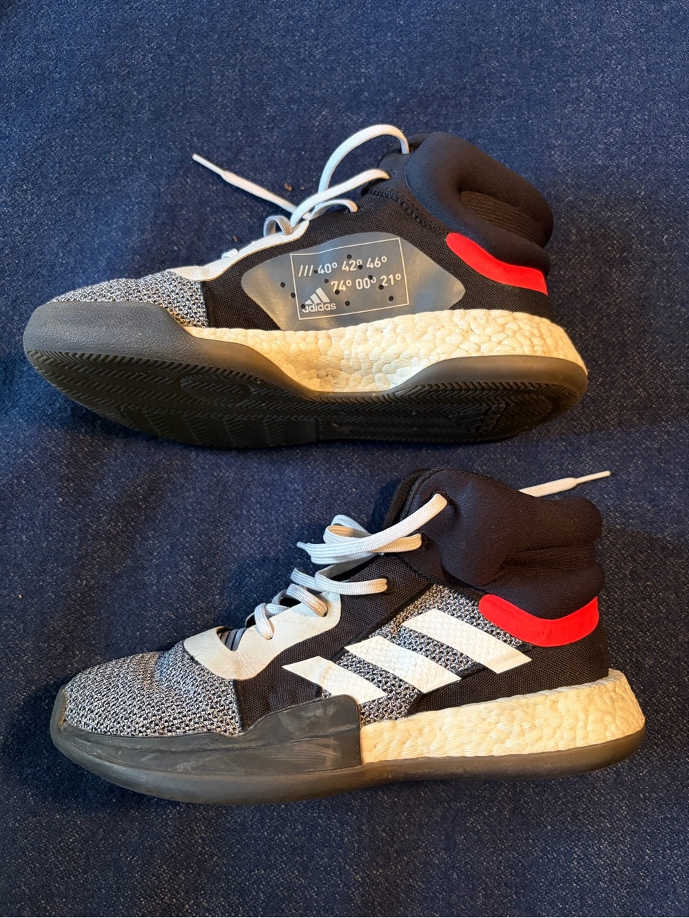 adidas Men's Marquee BOOST High-Top Basketball Sneakers, Black/White, size 6.5